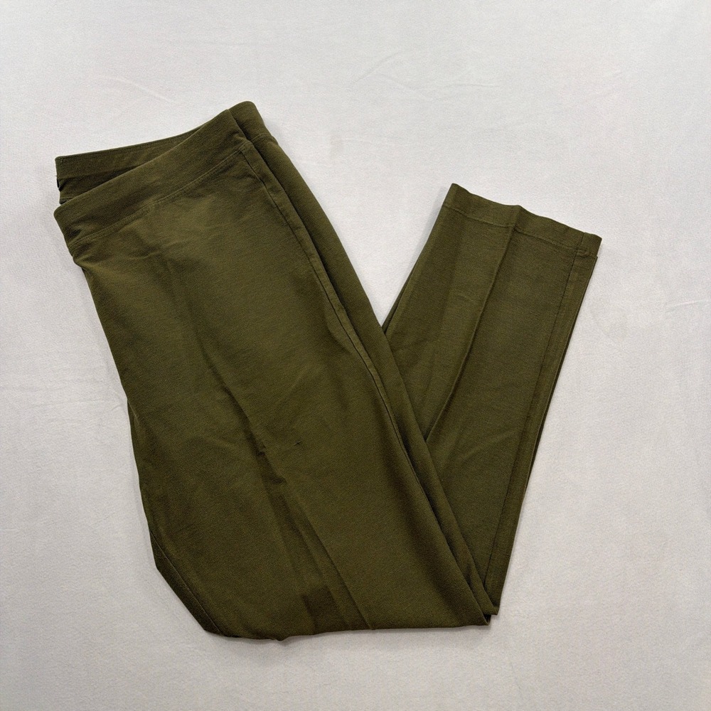 Eileen Fisher Pants Straight Leg Viscose Blend Olive Green Womens Size L